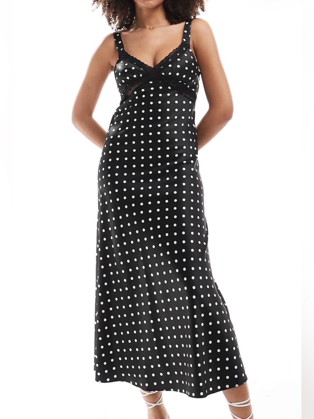 ASOS polka dot satin maxi dress